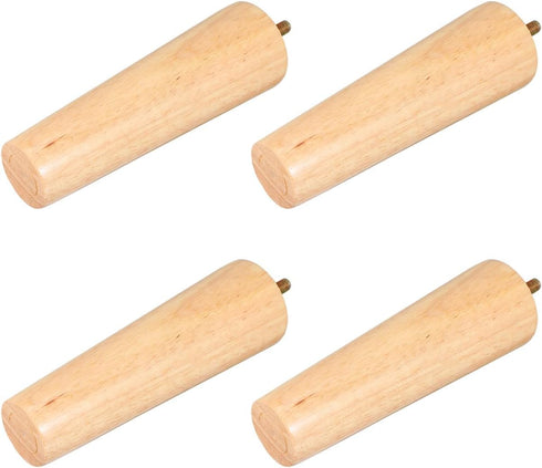 4pcs M8 5x15cm Beavorty Wood Furniture Legs Tapered Table Legs Cabinet Feet with Threaded Rod for Coffee Table Desk