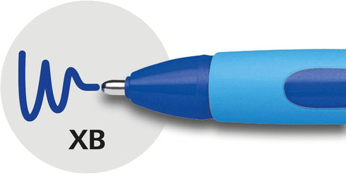 Schneider Slider Memo XB Ballpoint Pen, 1.4 mm, Light Blue Barrel, Pack of 3 Pens: Black, Red, Blue
