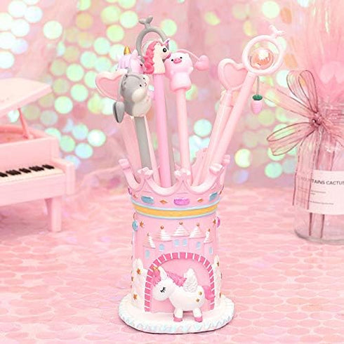 Cute Castle Unicorn Pen Pencil Holder, Desk Organizer for Office, Makeup Brush Holder Cup, Unicorn Gifts