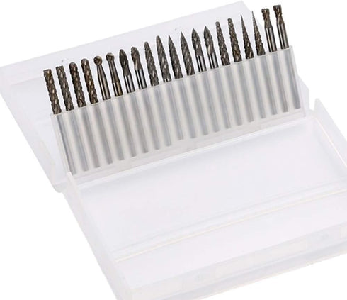 20pcs Solid Carbide Burr Set - 1/8 Shank Double Cut Tungsten Carbide Files for Rotary Drill by YEEZUGO