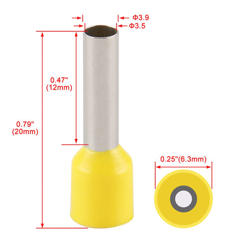 Baomain AWG 10/6.0mm² Wire Copper Crimp Connector, Insulated Ferrule Pin Cord End Terminal, Pack of 100, Yellow