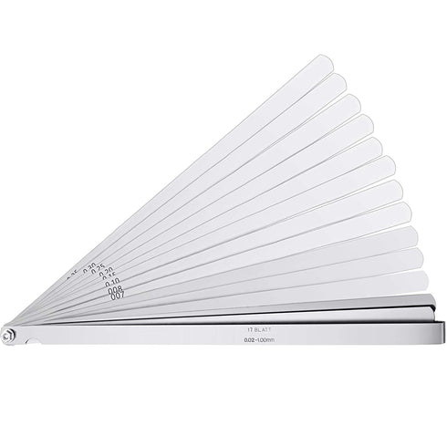 17 Blades Long Feeler Gauge, 0.02-1.00 mm Stainless Steel Dual Marked Measuring Tool