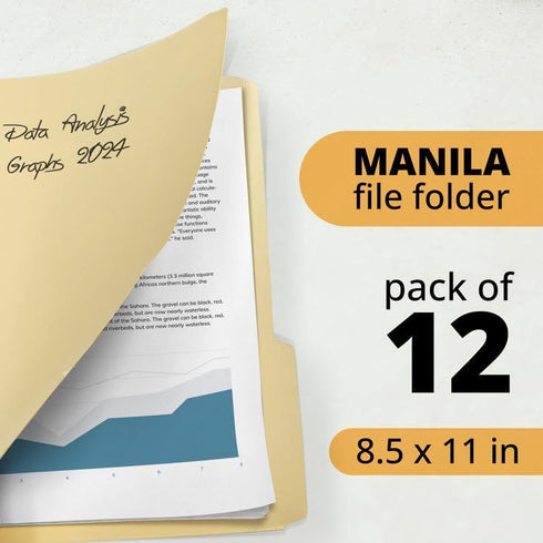 Three Leaf Manila Folder - 12 Pack, 8.5 X 11, 1/3 Cut Tab, Letter Size, Total 12 Count