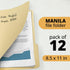 Three Leaf Manila Folder - 12 Pack, 8.5 X 11, 1/3 Cut Tab, Letter Size, Total 12 Count