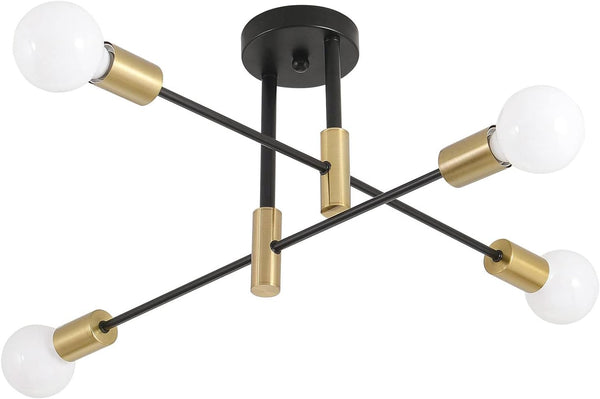 Modern Sputnik Chandelier Ceiling Light 4 Lights, Creative Semi Flush Mount Ceiling