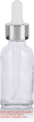 JUVITUS Glass Dropper Closure Top for 1 oz / 30 ml Boston Round Bottles, 12 PACK (Silver Glass Bent Tip)