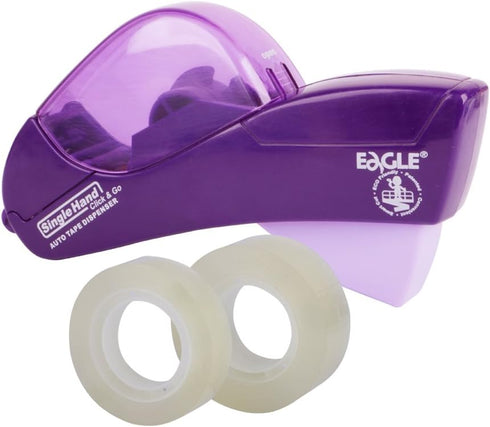 Eagle Automatic Tape Dispenser, Tape Gun, Single Handheld Design, Free 1 Roll of 0.5 Inch (12 mm) and 1 Roll of 0.75 Inch (19 mm) Tapes (Purple) by Eagle