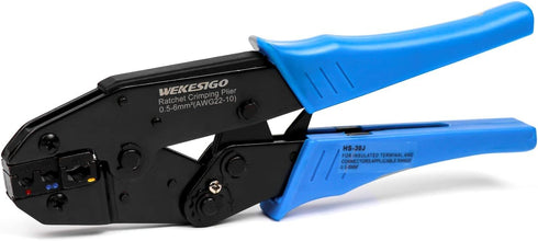 HS-30J Professional Insulated Wire Terminals Connectors, Ratcheting Crimper Tool for 20-10AWG (0.5-6mm )