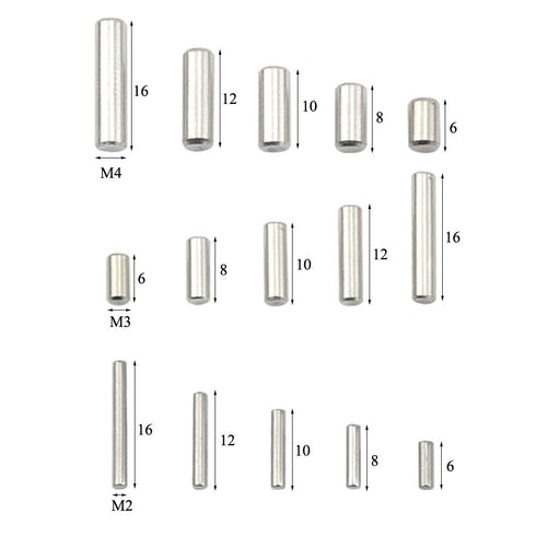 XINGYHENG 225Pcs M2 M3 M4 304 Stainless Steel Dowel Pins Assortment Kit with Storage Box