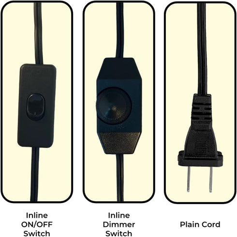 Royal Designs, Inc. 8 Dimmer SPT-1 CO-1001D-BLK-8-1, Foot Replacement Lamp Cord with Molded Plug and Rotary Switch