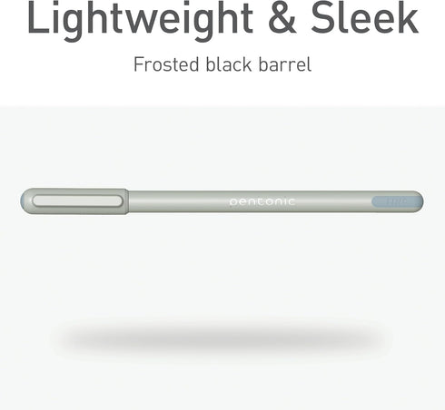 Pentonic Ballpoint Pens, 10 Count, Frosted Pale Gray Barrel with Black Ink, 0.7 mm Fine Point for Journaling
