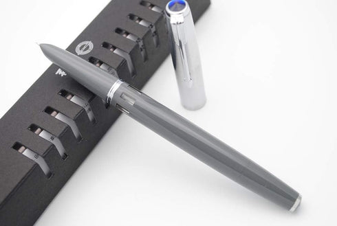 czxwyst 2019 New Version 601 Steel Cap Vacumatic Fountain Pen - Double Bead (Battleship Grey with ink window)