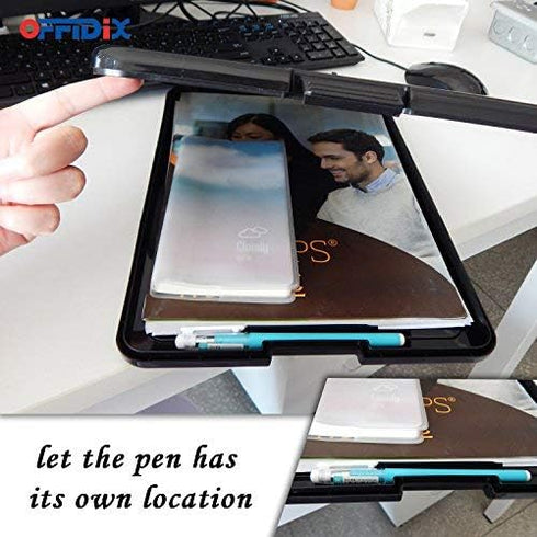 OFFIDIX A4 Plastic Folder Clipboard - Foldover Clipboard for School, Home, and Office (Black)