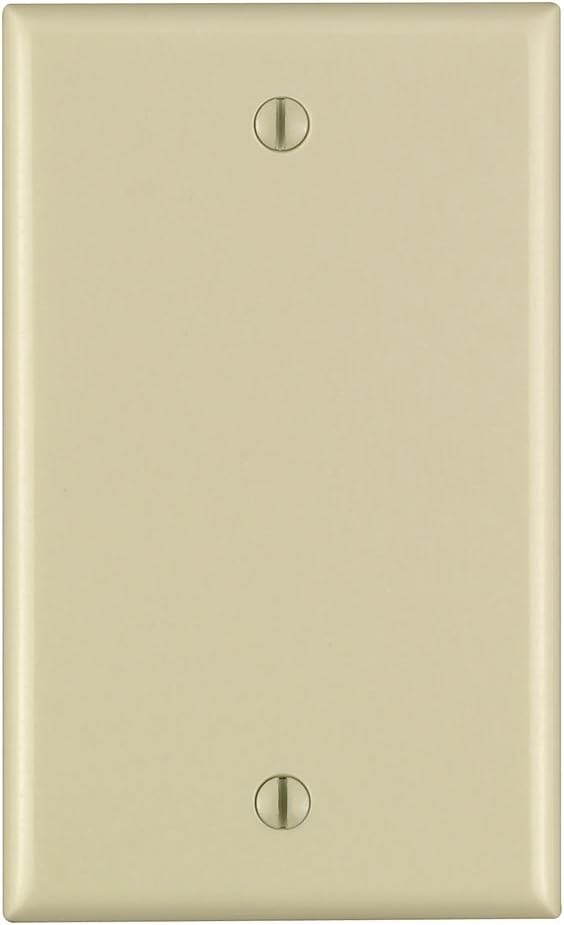 Leviton 80714-I 1-Gang No Device Blank Wallplate, Standard Size, Thermoplastic Nylon, Ivory