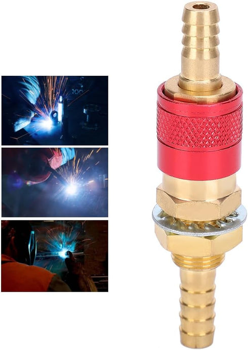 8mm Quick Connector Set for MIG TIG Welder Torch, Water Cooled & Gas Adapter Fitting (Red)