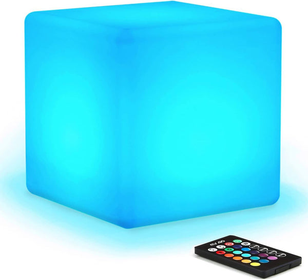 Mr.Go Rechargeable LED Color-Changing Light Cube 8", Dimmable Soothing Mood Lamp with