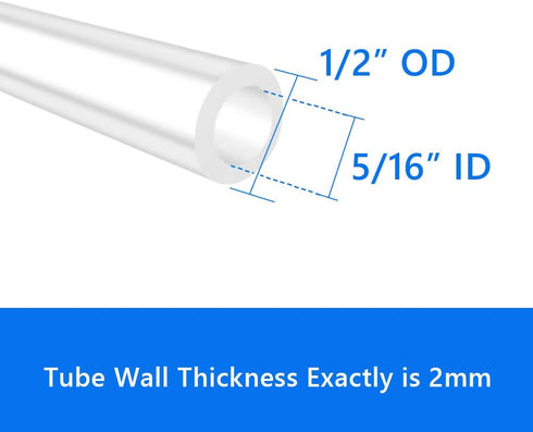 5/16" 1/2" (26.25 Quickun Silicone Tubing, ID x OD High Temp Food Grade Tube Pure Silicone Hose Line Tube for Home
