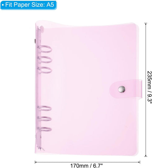 PATIKIL A5 Clear Binder Cover, Soft PVC Loose Leaf Binder Protector Refillable Notebook Shell with Snap Button Closure for DIY Meeting Notebook Folder, Purple by PATIKIL
