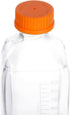4 Pack 1000 mL Graduated Square Glass Bottle with GL45 Orange Polypropylene Screw Cap