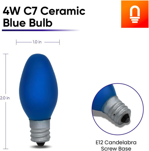4W C7 Bulb 120V Bulb Bulbs E12 8 Pack lumenivo Replacement Ceramic Blue Incandescent Light for Holiday Decor, Small