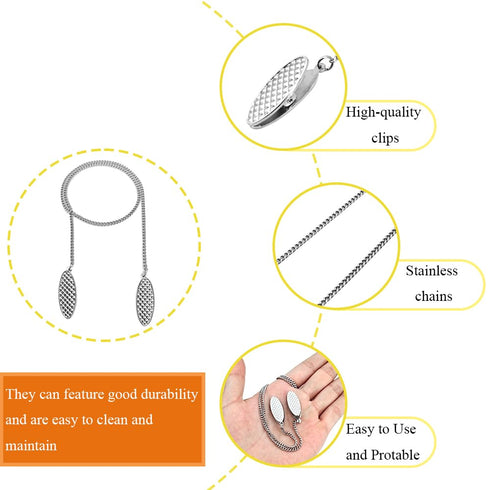 LXLVOUEG 4 PCS Dental Bib Clips,Adjustable Lightweight and Portable Metal Dentist Bibs Clips Napkin Bib Holder Neck