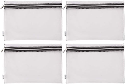 Clear Vinyl Zipper Multi-Purpose Waterproof Organizers, 4-Pack Toiletry Pouch Tool Bag