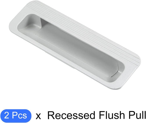 Recessed Flush Pull Handle (110x37x16mm), 2Pcs Plastic Rectangular Inset Hidden Handles for Cupboard Door Drawer