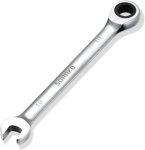SORAKO 10mm Ratcheting Combination Wrench, Chrome Vanadium Steel Gear Wrench for Garage Tools