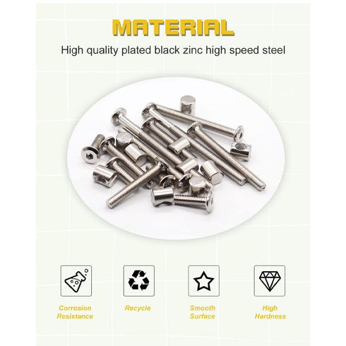 Lhazemu 42Set Kit-M6x20mm/30mm/40mm/50mm/60mm/70mm/80mm Crib Screws Baby Bed Crib Screws Hardware Replacement Bunk Bed
