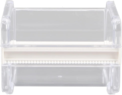Transparent Washi Tape Cutter, 2 in 1 Desktop Dispenser, Stackable Holder with Cutter, Save Time and Effort (White)