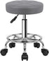 KKTONER Round Rolling Stool Chair PU Leather Height Adjustable Swivel Drafting Work