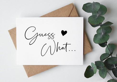 WallaDesign Guess What Card - Baby Announcement Card - Pregnancy Announcement Cards - Pregnancy Reveal - Baby Surprise