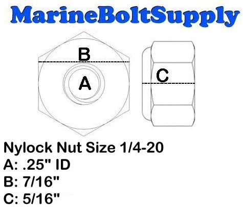 Marine Bolt Supply 316 (1/4-20 (Pack 50pcs)) Superior Grade/Type Stainless Steel Nylon Insert Lock Nuts