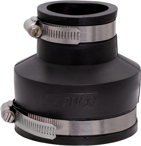 Fernco 2-Pack 1056-315 3" x 1-1/2" Flexible PVC Reducing Pipe Coupling for Cast Iron and Plastic Plumbing
