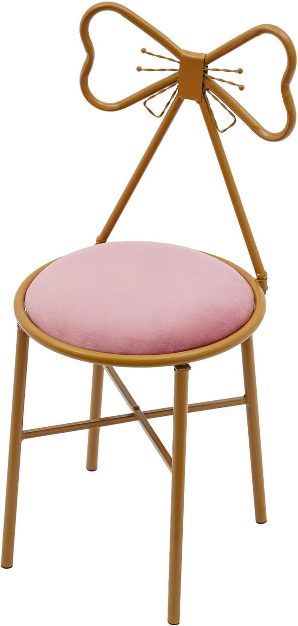 Pyroarle Pink Butterfly Backrest Vanity Chair, Modern Stool, Butterfly-Shaped Vanity Dining Makeup Chair,