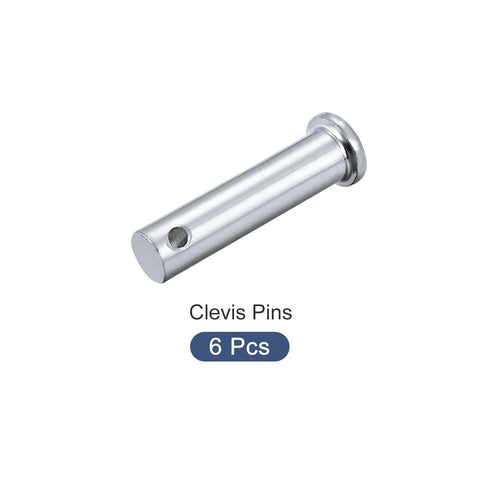 Clevis Pins (10mmx40mm) 6Pcs - Single Hole Flat Head Carbon Steel Fastener Pin for DIY, Furniture Installation