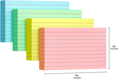 YIZUUN 4x6, 160 Pack, 40 Pack Package Colored Index Cards Ruled Index Cards, Flash Cards for Studying, Heavy Note Cards
