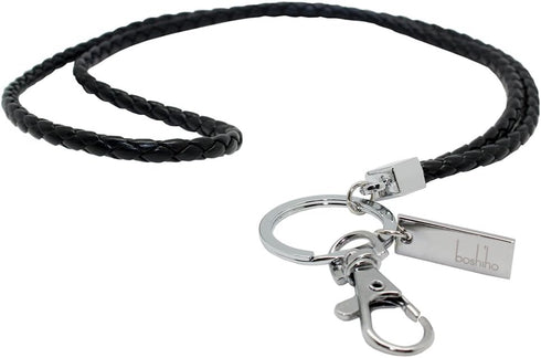 boshiho Office Lanyard, PU Leather Necklace Lanyard with Strong Clip, Keychain for Keys, ID Badge Holder, USB or Cell