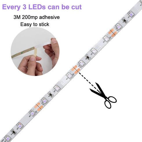 YGS-Tech 60 Watts Super Bright UV Black Light LED Strip, 16.4FT/5M, 300 LEDs, 395nm-405nm, Non-Waterproof with Power