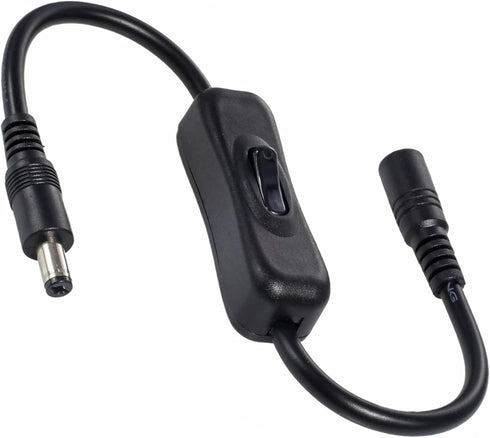 PLCPDM DC5.5x2.1/2.5mm Male to Female Power Extension Cable Cord with Switch-Button for Routers LED Lights