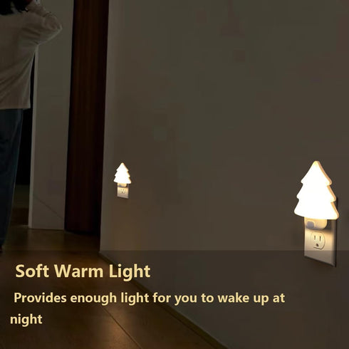 4-Pack Dimmable LED Night Lights Plug into Wall, Christmas Tree Night Light for Kids, White Warm Nightlight