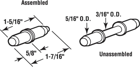 Prime-Line K 5132 1-7/16 In. White Nylon Storm Door Hinge Pin Kit with Pins (6 Pack)