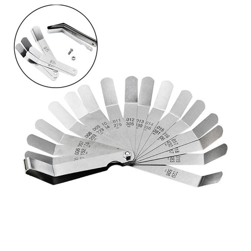 Stainless Steel Feeler Gauge - Dual Reading Combination Gap Thickness Measure Inch & Metric 0.127-0.508mm / 0.005