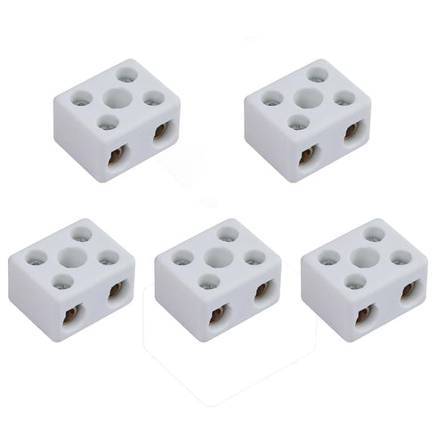 2 Way Ceramics Terminal Blocks, 60A 250V High Temp Porcelain Ceramic Connectors