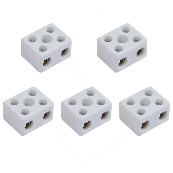2 Way Ceramics Terminal Blocks, 60A 250V High Temp Porcelain Ceramic Connectors