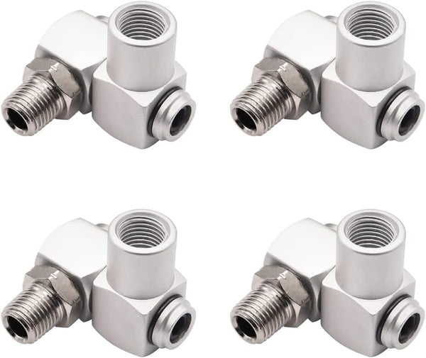 4PCS 1/4Inch NPT Air Tool 360 Degree Swivel Fitting, Portable Air Tool Adapter, Air Hose Connector