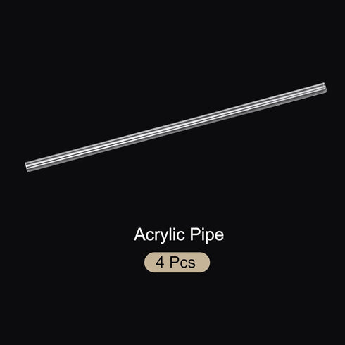 10" Clear Plastic Rigid Pipe, 6mm x 8mm (1/4" x 5/16"), Acrylic Tube for Plumbing, Hydraulics, DIY - 4Pcs