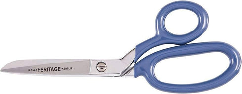 Klein Tools 206LR Scissors, Made in USA, Bent Trimmer with Large Ring, Blue Coating, 7-Inch