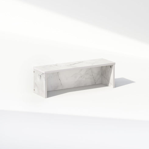 Furinno Classic 18-Inch Desk Organizer, Marble White Shelf Storage & Display Stand for Office Supplies