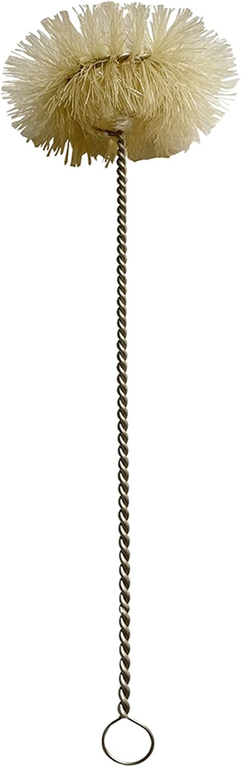 NewFerU Stainless Steel Soda Bottle Cleaning Brush in Natural Boar Bristle Wool